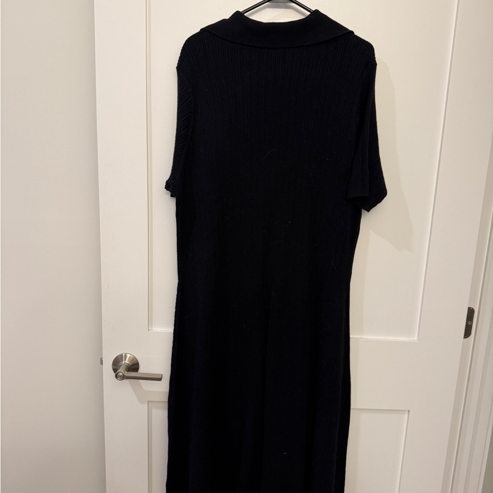 NWT Ava & Viv Black Ribbed Midi Sweater Dress with Collar - Picture 5 of 5